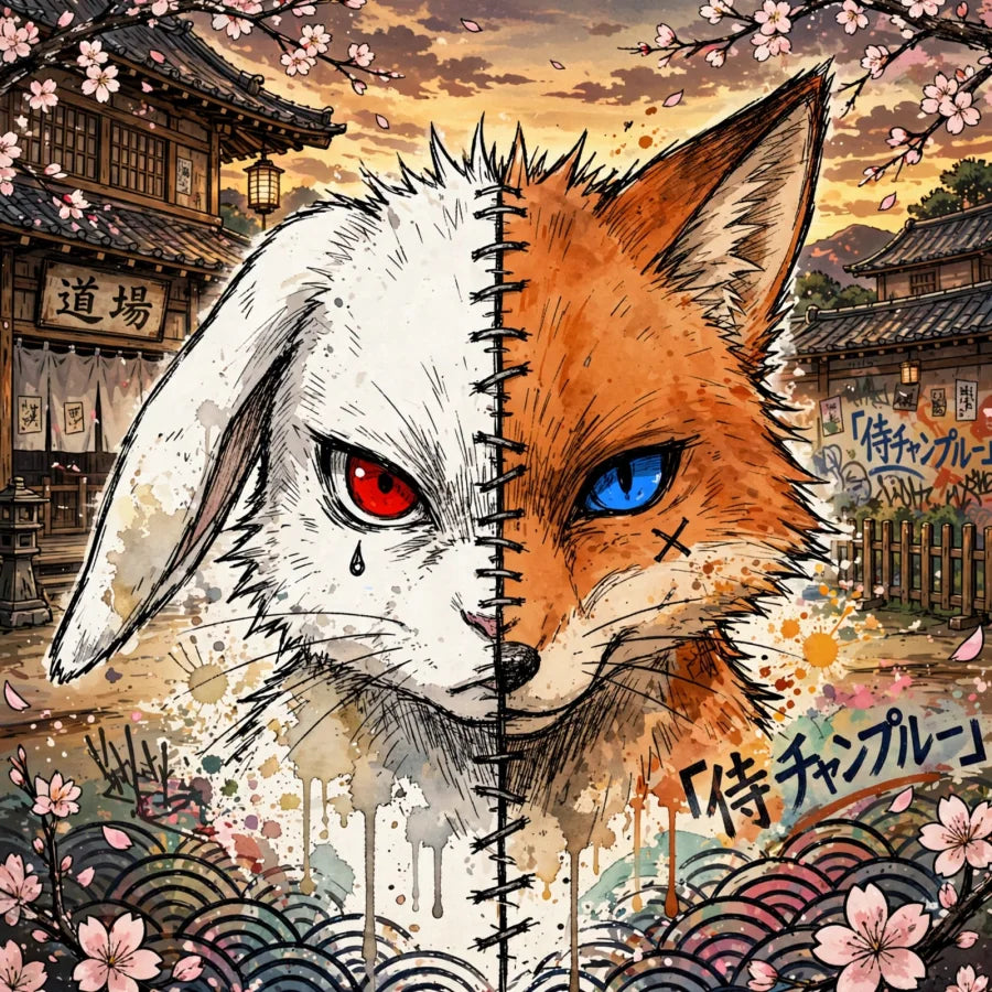 Garden HOSHOKU split rabbit and fox form